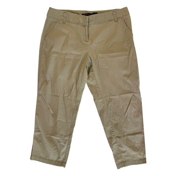 Outback Red Pants - Outback Red Womens Cropped Khaki Chino Pants 32 Tan Casual Stretch Capris